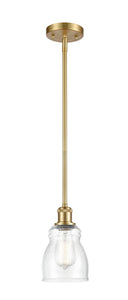 Stem Hung 4.5" Satin Gold Mini Pendant - Seedy Ellery Glass - LED Bulb Included