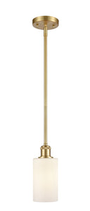 Stem Hung 3.875" Satin Gold Mini Pendant - Matte White Clymer Glass - LED Bulb Included