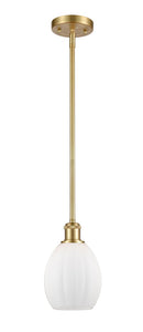 Stem Hung 6" Satin Gold Mini Pendant - Matte White Eaton Glass - LED Bulb Included