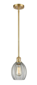 Stem Hung 6" Satin Gold Mini Pendant - Clear Eaton Glass - LED Bulb Included