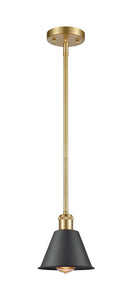 Stem Hung 7" Satin Gold Mini Pendant - Matte Black Smithfield Shade - LED Bulb Included