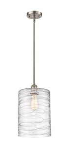 Stem Hung 9" Brushed Satin Nickel Mini Pendant - Deco Swirl Large Cobb LED