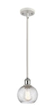 516-1S-WPC-G1214-6 Stem Hung 6" White and Polished Chrome Mini Pendant - Clear Athens Twisted Swirl 6" Glass - LED Bulb - Dimmensions: 6 x 6 x 8<br>Minimum Height : 18.75<br>Maximum Height : 42.75 - Sloped Ceiling Compatible: Yes