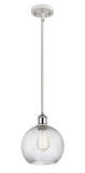 Stem Hung 8" Antique Brass Mini Pendant - Clear Athens Twisted Swirl 8" Glass LED