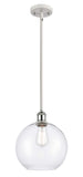 516-1S-WPC-G122-10 Stem Hung 10" White and Polished Chrome Mini Pendant - Clear Large Athens Glass - LED Bulb - Dimmensions: 10 x 10 x 13<br>Minimum Height : 20.75<br>Maximum Height : 44.75 - Sloped Ceiling Compatible: Yes