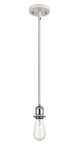 516-1S-WPC Stem Hung 4.5" White and Polished Chrome Mini Pendant - Bare Bulb - LED Bulb - Dimmensions: 4.5 x 4.5 x 4<br>Minimum Height : 11.75<br>Maximum Height : 35.75 - Sloped Ceiling Compatible: Yes