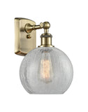 1-Light 8" Antique Brass Sconce - Clear Crackle Athens Glass LED