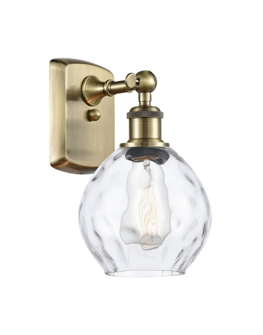 1-Light 6" Antique Brass Sconce - Clear Small Waverly Glass LED
