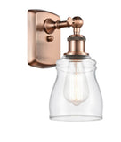 516-1W-AC-G392 1-Light 4.5" Antique Copper Sconce - Clear Ellery Glass - LED Bulb - Dimmensions: 4.5 x 6.5 x 9 - Glass Up or Down: Yes