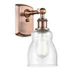 516-1W-AC-G394 1-Light 4.5" Antique Copper Sconce - Seedy Ellery Glass - LED Bulb - Dimmensions: 4.5 x 6.5 x 9 - Glass Up or Down: Yes