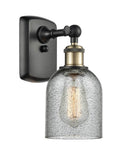 516-1W-BAB-G257 1-Light 5" Black Antique Brass Sconce - Charcoal Caledonia Glass - LED Bulb - Dimmensions: 5 x 6.5 x 12 - Glass Up or Down: Yes