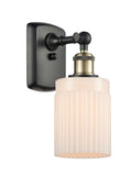 516-1W-BAB-G341 1-Light 4.5" Black Antique Brass Sconce - Matte White Hadley Glass - LED Bulb - Dimmensions: 4.5 x 6.5 x 9 - Glass Up or Down: Yes