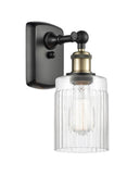 516-1W-BAB-G342 1-Light 4.5" Black Antique Brass Sconce - Clear Hadley Glass - LED Bulb - Dimmensions: 4.5 x 6.5 x 9 - Glass Up or Down: Yes