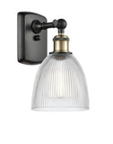 516-1W-BAB-G382 1-Light 6" Black Antique Brass Sconce - Clear Castile Glass - LED Bulb - Dimmensions: 6 x 7.5 x 11 - Glass Up or Down: Yes