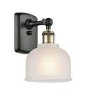 516-1W-BAB-G411 1-Light 5.5" Black Antique Brass Sconce - White Dayton Glass - LED Bulb - Dimmensions: 5.5 x 7 x 10.5 - Glass Up or Down: Yes
