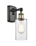 516-1W-BAB-G802 1-Light 3.875" Black Antique Brass Sconce - Clear Clymer Glass - LED Bulb - Dimmensions: 3.875 x 6 x 12 - Glass Up or Down: Yes