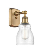 516-1W-BB-G394 1-Light 4.5" Brushed Brass Sconce - Seedy Ellery Glass - LED Bulb - Dimmensions: 4.5 x 6.5 x 9 - Glass Up or Down: Yes