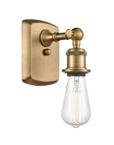 516-1W-BB 1-Light 4.5" Brushed Brass Sconce - Bare Bulb - LED Bulb - Dimmensions: 4.5 x 5.5 x 7 - Glass Up or Down: Yes