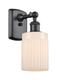516-1W-BK-G341 1-Light 4.5" Matte Black Sconce - Matte White Hadley Glass - LED Bulb - Dimmensions: 4.5 x 6.5 x 9 - Glass Up or Down: Yes