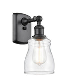 516-1W-BK-G392 1-Light 4.5" Matte Black Sconce - Clear Ellery Glass - LED Bulb - Dimmensions: 4.5 x 6.5 x 9 - Glass Up or Down: Yes