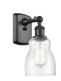 516-1W-BK-G394 1-Light 4.5" Matte Black Sconce - Seedy Ellery Glass - LED Bulb - Dimmensions: 4.5 x 6.5 x 9 - Glass Up or Down: Yes