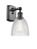 516-1W-OB-G382 1-Light 6" Oil Rubbed Bronze Sconce - Clear Castile Glass - LED Bulb - Dimmensions: 6 x 7.5 x 11 - Glass Up or Down: Yes