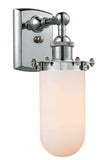 Innovations Lighting 516-1W-PC-232-W Polished Chrome Kingsbury 1-Light Sconce - Matte White Cased Kingsbury Glass - Choice Of 60 Watt Incandescent or 3.5 Watt LED Vintage Dimmable Bulb Included