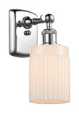 516-1W-PC-G341 1-Light 4.5" Polished Chrome Sconce - Matte White Hadley Glass - LED Bulb - Dimmensions: 4.5 x 6.5 x 9 - Glass Up or Down: Yes