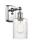 516-1W-PC-G342 1-Light 4.5" Polished Chrome Sconce - Clear Hadley Glass - LED Bulb - Dimmensions: 4.5 x 6.5 x 9 - Glass Up or Down: Yes
