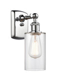 516-1W-PC-G802 1-Light 3.875" Polished Chrome Sconce - Clear Clymer Glass - LED Bulb - Dimmensions: 3.875 x 6 x 12 - Glass Up or Down: Yes