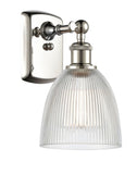 516-1W-PN-G382 1-Light 6" Polished Nickel Sconce - Clear Castile Glass - LED Bulb - Dimmensions: 6 x 7.5 x 11 - Glass Up or Down: Yes