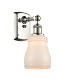 516-1W-PN-G391 1-Light 4.5" Polished Nickel Sconce - White Ellery Glass - LED Bulb - Dimmensions: 4.5 x 6.5 x 9 - Glass Up or Down: Yes