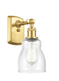 516-1W-SG-G394 1-Light 4.5" Satin Gold Sconce - Seedy Ellery Glass - LED Bulb - Dimmensions: 4.5 x 6.5 x 9 - Glass Up or Down: Yes