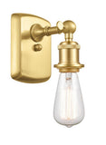 516-1W-SG 1-Light 4.5" Satin Gold Sconce - Bare Bulb - LED Bulb - Dimmensions: 4.5 x 5.5 x 7 - Glass Up or Down: Yes