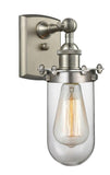 1-Light 4.5" Brushed Satin Nickel Sconce - Clear Kingsbury Glass Shade - Incandesent Or LED Bulbs