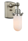 1-Light 4.5" Brushed Satin Nickel Sconce - Matte White Cased Kingsbury Glass Shade - Incandesent Or LED Bulbs