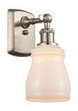 516-1W-SN-G391 1-Light 4.5" Brushed Satin Nickel Sconce - White Ellery Glass - LED Bulb - Dimmensions: 4.5 x 6.5 x 9 - Glass Up or Down: Yes
