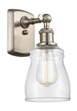 516-1W-SN-G392 1-Light 4.5" Brushed Satin Nickel Sconce - Clear Ellery Glass - LED Bulb - Dimmensions: 4.5 x 6.5 x 9 - Glass Up or Down: Yes