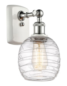 1-Light 6" White and Polished Chrome Sconce - Deco Swirl Belfast Glass - LED Bulb Included
