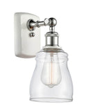 516-1W-WPC-G392 1-Light 4.5" White and Polished Chrome Sconce - Clear Ellery Glass - LED Bulb - Dimmensions: 4.5 x 6.5 x 9 - Glass Up or Down: Yes