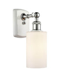 516-1W-WPC-G801 1-Light 3.875" White and Polished Chrome Sconce - Matte White Clymer Glass - LED Bulb - Dimmensions: 3.875 x 6 x 12 - Glass Up or Down: Yes