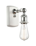 516-1W-WPC 1-Light 4.5" White and Polished Chrome Sconce - Bare Bulb - LED Bulb - Dimmensions: 4.5 x 5.5 x 7 - Glass Up or Down: Yes