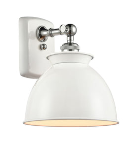 Innovations Lighting 516-1W-WPC-M14-WPC-LED 1-Light 8.125" White and Polished Chrome Sconce - White Adirondack Metal Shade - Dimmable Vintage LED LED Bulb Included - Width: 8.125" Depth (Front to Back): 10" Height: 12 - Mount Glass Up or Down
