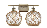 2-Light 16" Farmhouse Rope Bath Vanity Light - Choice of Finish And Incandesent Or LED Bulbs