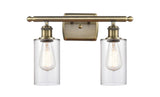 2-Light 16" Antique Brass Bath Vanity Light - Clear Clymer Glass LED