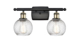 516-2W-BAB-G1214-6 2-Light 16" Black Antique Brass Bath Vanity Light - Clear Athens Twisted Swirl 6" Glass - LED Bulb - Dimmensions: 16 x 8 x 11 - Glass Up or Down: Yes