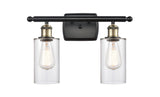 516-2W-BAB-G802 2-Light 16" Black Antique Brass Bath Vanity Light - Clear Clymer Glass - LED Bulb - Dimmensions: 16 x 6 x 12 - Glass Up or Down: Yes