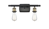516-2W-BAB 2-Light 16" Black Antique Brass Bath Vanity Light - Bare Bulb - LED Bulb - Dimmensions: 16 x 6 x 7 - Glass Up or Down: Yes