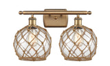 516-2W-BB-G122-8RB 2-Light 16" Brushed Brass Bath Vanity Light - Incandesent Bulbs Included