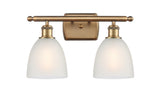 516-2W-BB-G381 2-Light 16" Brushed Brass Bath Vanity Light - White Castile Glass - LED Bulb - Dimmensions: 16 x 7.5 x 11 - Glass Up or Down: Yes
